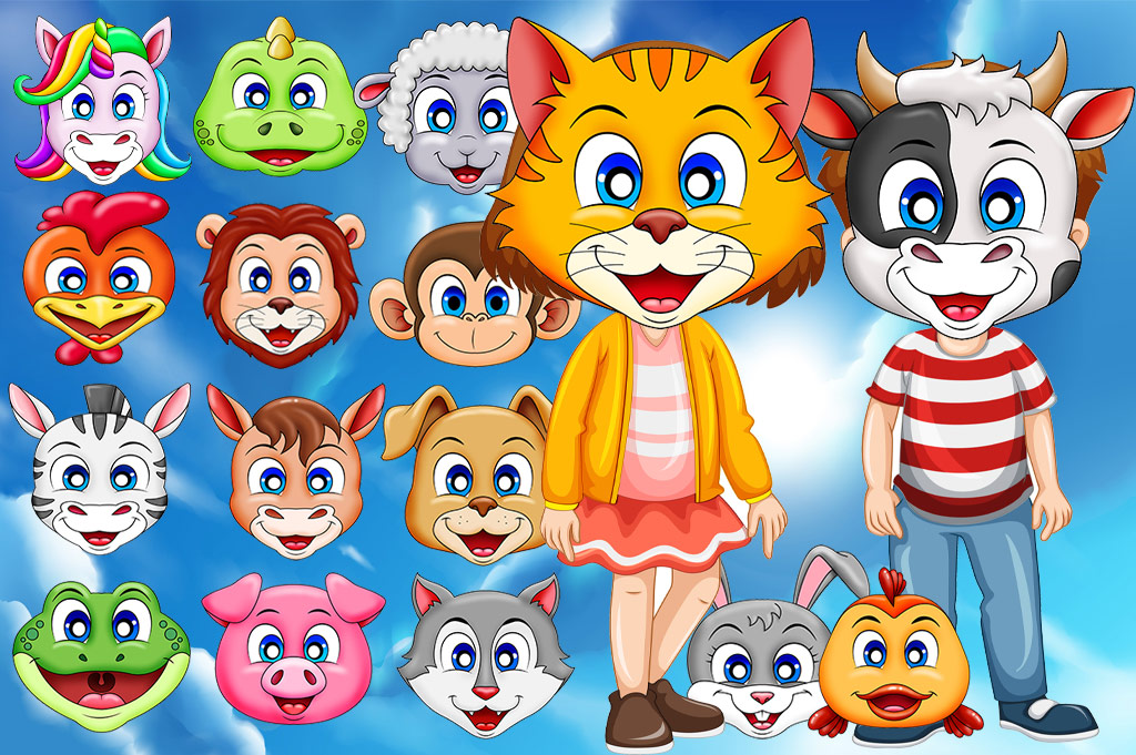 Kids Animal Face Mask Templates