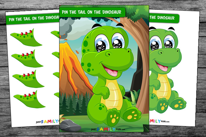 Printable pin the tail on the dinosaur game