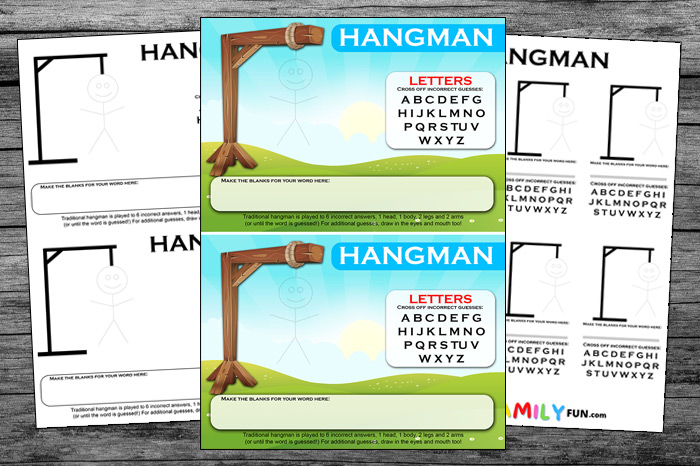 Printable hangman game templates