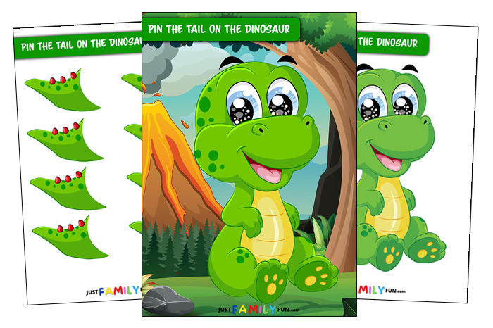 Dinosaur Birthday Game Pin the Tail on the Dinosaur Game