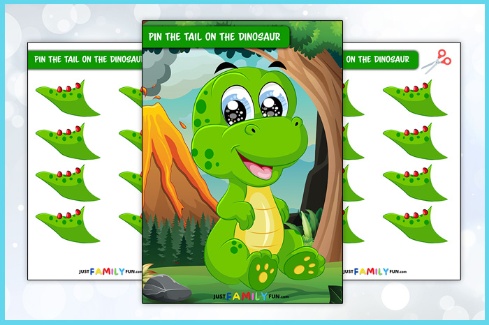 Printable pin the tail on the dinosaur game