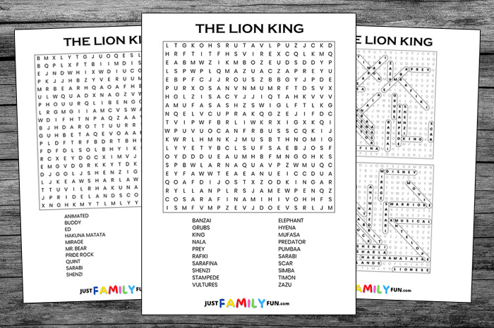 The Lion King Word Search