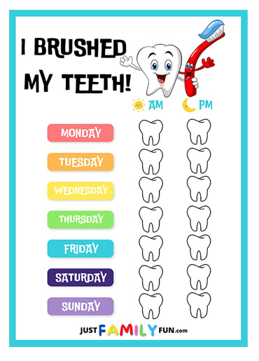 Free Printable Tooth Brushing Chart For Kids Just Family Fun Free Printable Tooth Brushing Chart For Kids Just Family Fun