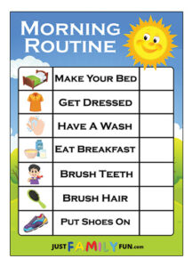 Printable Kids Morning Routine Chart With Pictures | Just Family Fun