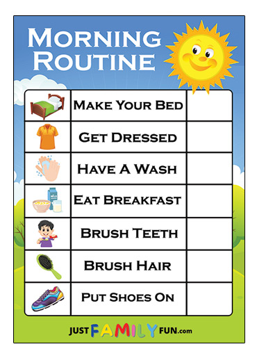 Printable Kids Morning Routine Chart With Pictures Just Family Fun