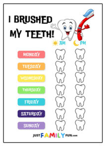 Free Printable Tooth Brushing Chart For Kids | Just Family Fun