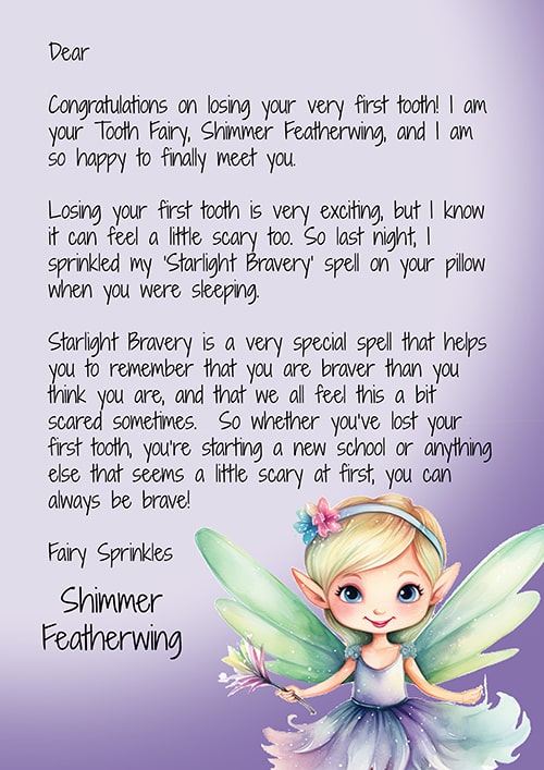 letter from the tooth fairy