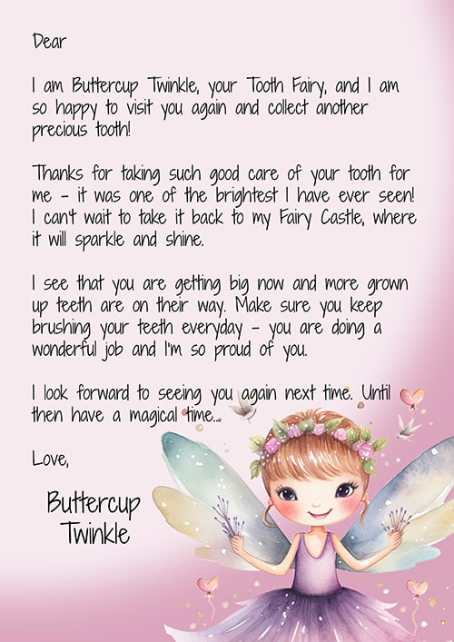 free tooth fairy letter