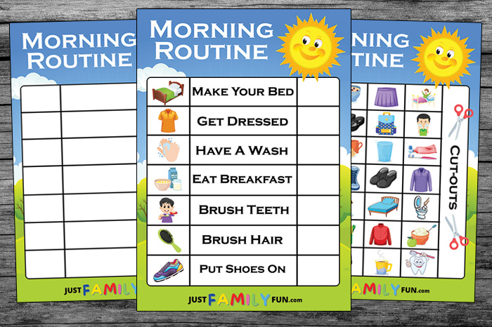Free printable morning routine chart with pictures