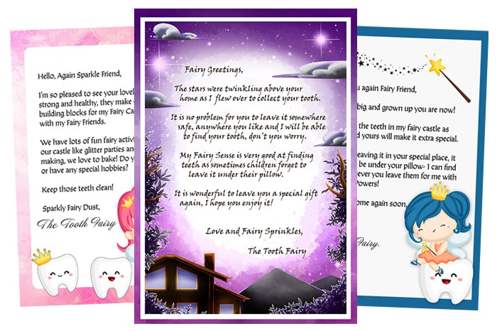 Personalised Any Name With Fairy Dust Letter Cards Pink Tooth Fairy Letters 