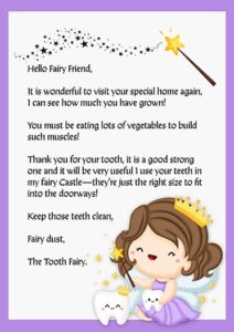 Printable Tooth Fairy Letter For Girls | Just Family Fun