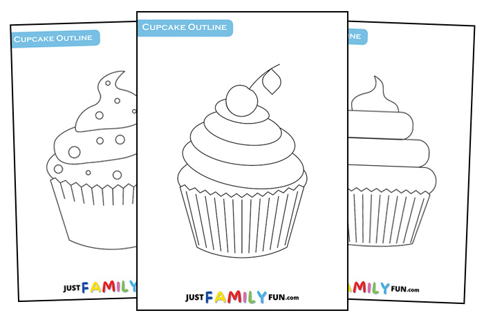 Sweet Cupcake outline drawing black & white