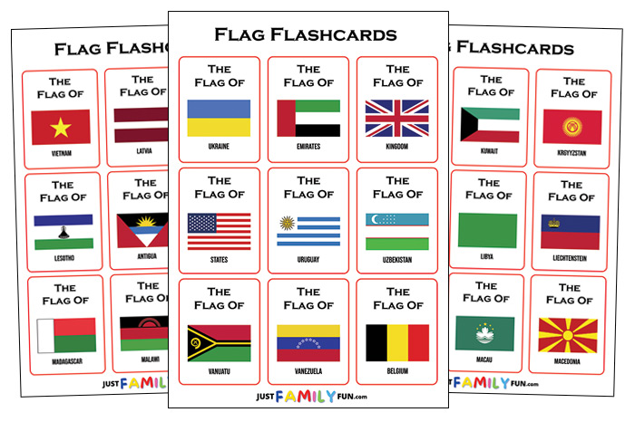 195 Free Printable Flag Flashcards Just Family Fun