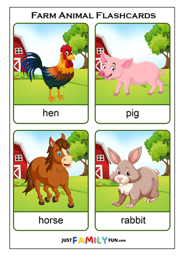 farm animals flashcards for preschool