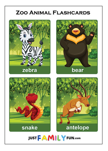 zoo animals flashcards printable
