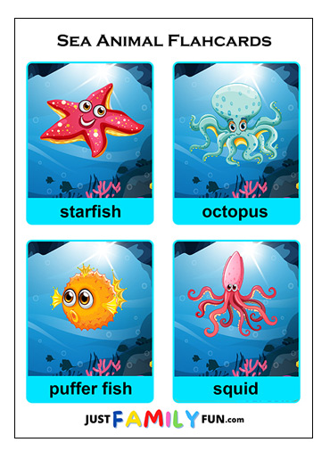 sea animals flashcards printable