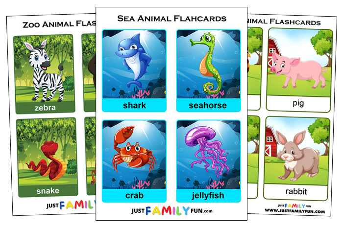 printable animals flashcards