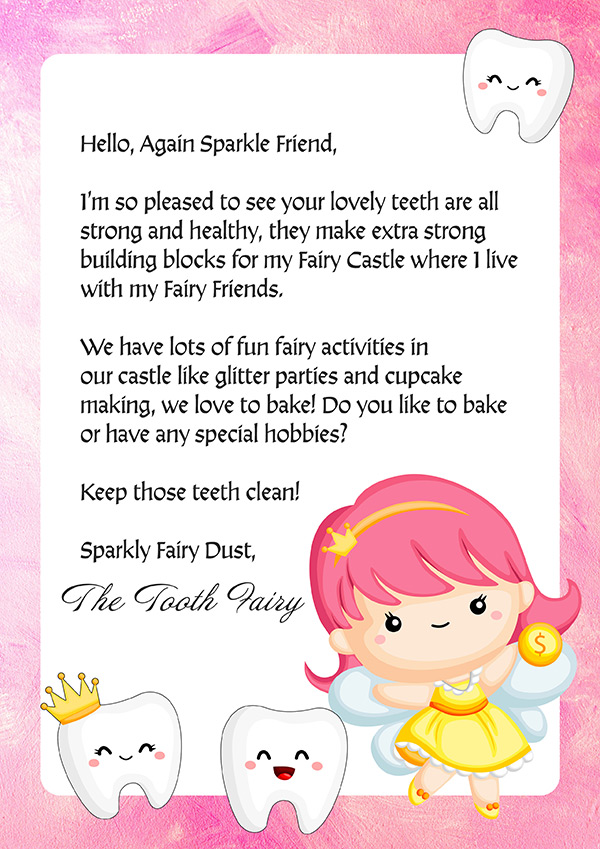Tooth Fairy Letter For Girls