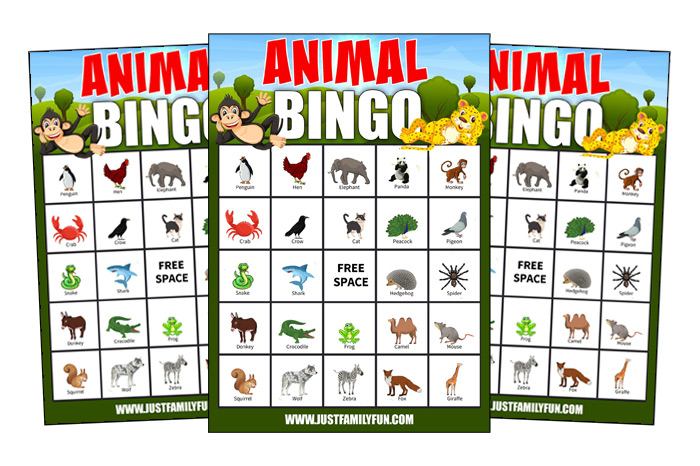 Printable animal bingo cards