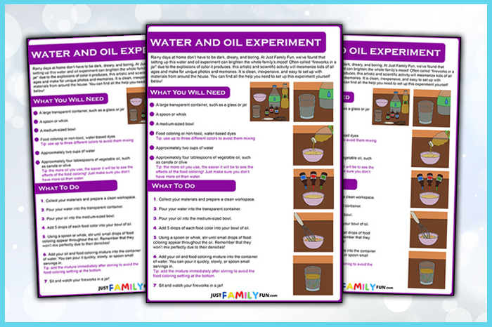 oil and water experiment worksheet