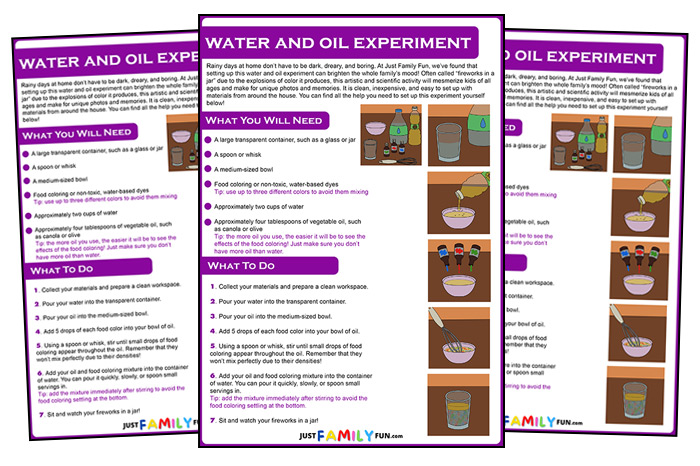 oil and water experiment observation