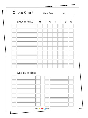 Blank Chore Chart Template Daily & Weekly