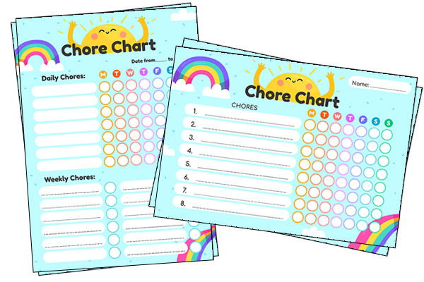 Minimalist Fillable + Printable Chore Chart – Five+Bright