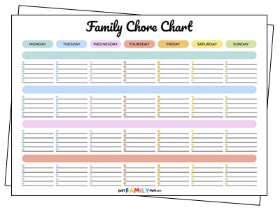 free printable family chore chart template