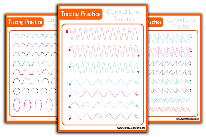 Tracing Curved Lines Worksheets