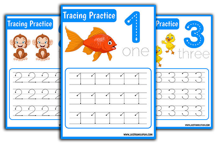 Printble Number Trace Worksheets Numbers 1-9