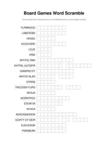 100 Printable Word Scramble Puzzles With Answers 72