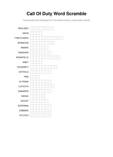 100 Printable Word Scramble Puzzles With Answers 36