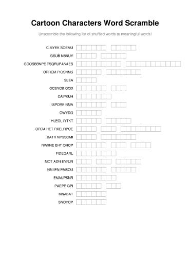 100 Printable Word Scramble Puzzles With Answers 70