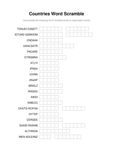 100 Printable Word Scramble Puzzles With Answers 68
