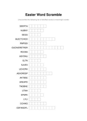 100 Printable Word Scramble Puzzles With Answers 25