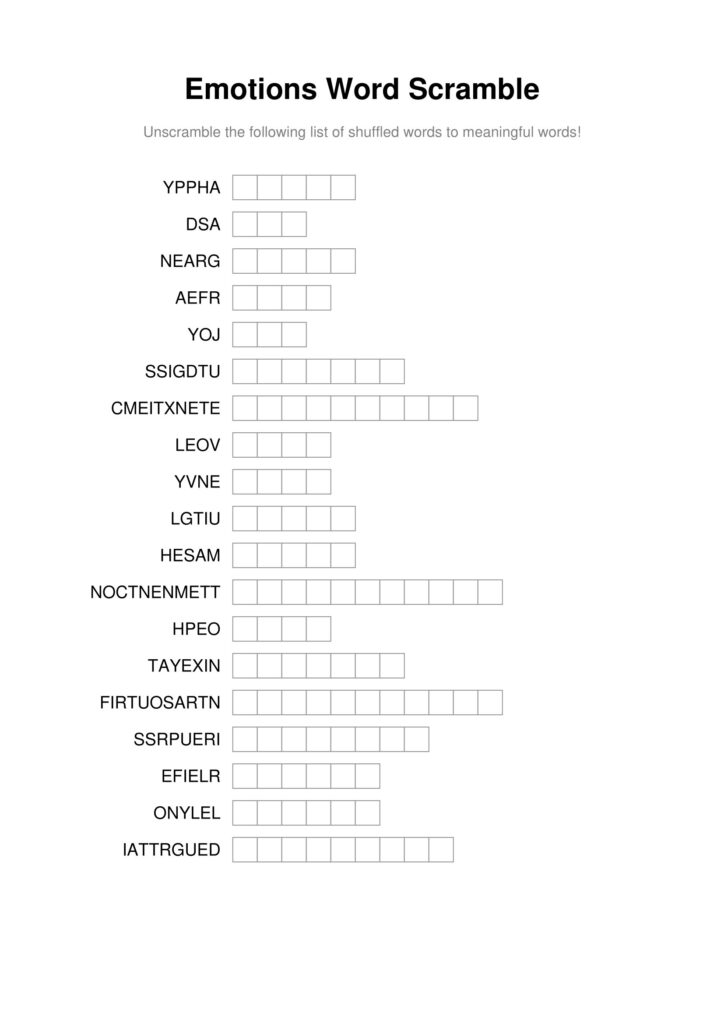 100 Printable Word Scramble Puzzles With Answers 6