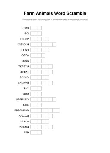 100 Printable Word Scramble Puzzles With Answers 63