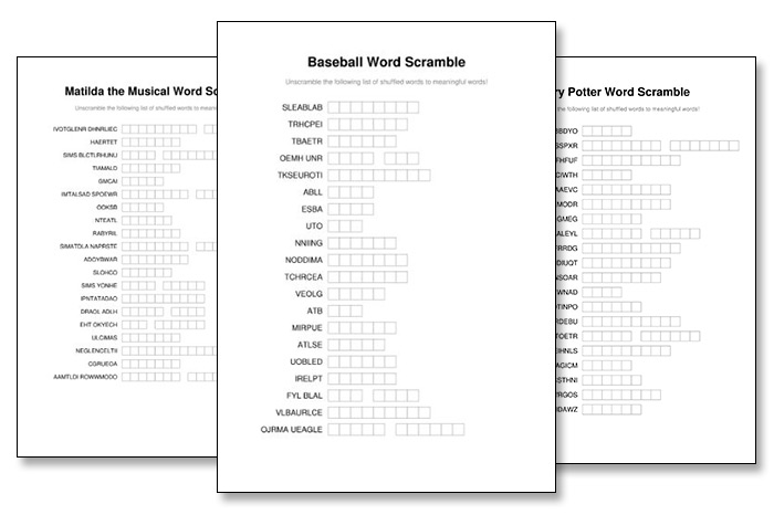 Unscramble puzzle deals