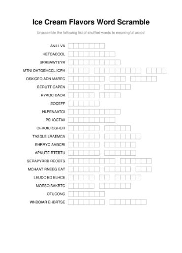 100 Printable Word Scramble Puzzles With Answers 60