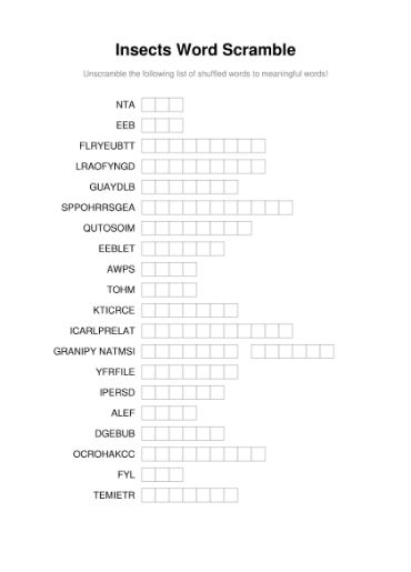 100 Printable Word Scramble Puzzles With Answers 59