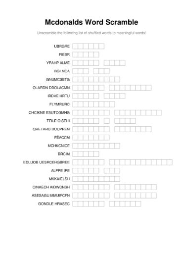 100 Printable Word Scramble Puzzles With Answers 58