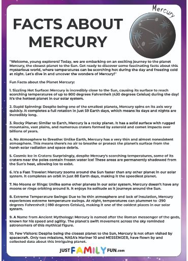 facts about mercury worksheets