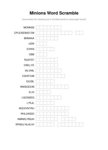 100 Printable Word Scramble Puzzles With Answers 39
