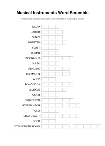 100 Printable Word Scramble Puzzles With Answers 56