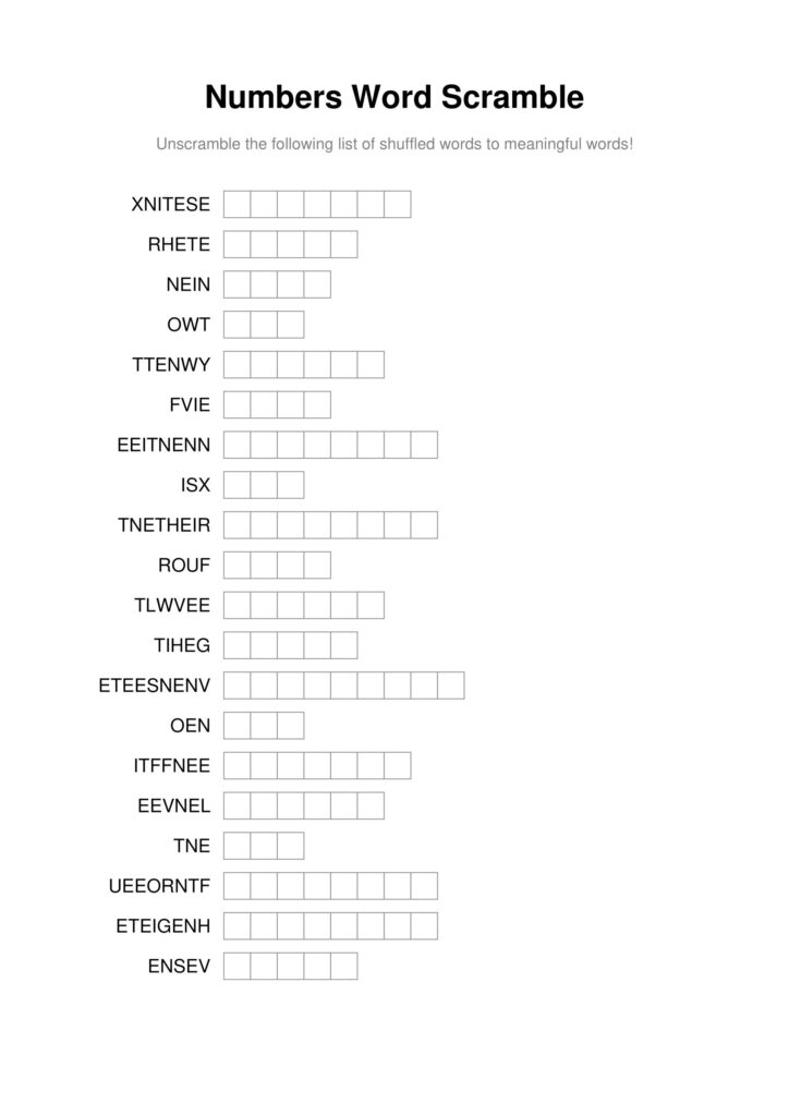 100 Printable Word Scramble Puzzles With Answers 3