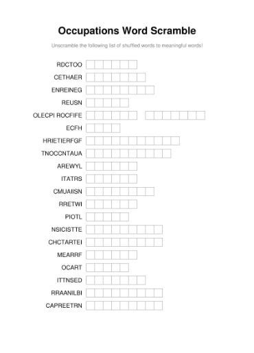 100 Printable Word Scramble Puzzles With Answers 54