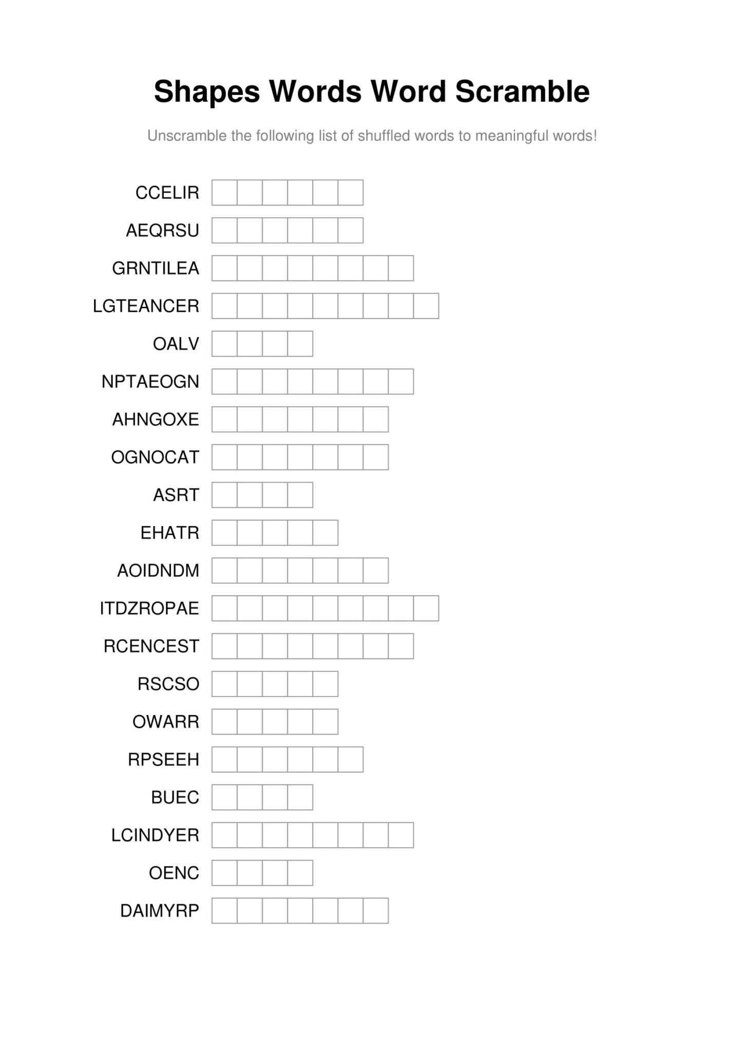 100 Printable Word Scramble Puzzles With Answers | Just Family Fun