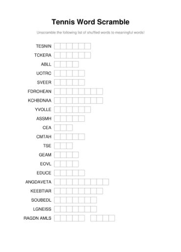 100 Printable Word Scramble Puzzles With Answers 9