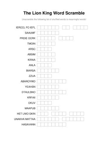 100 Printable Word Scramble Puzzles With Answers 37