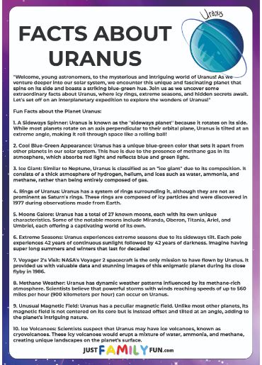 facts about uranus worksheets